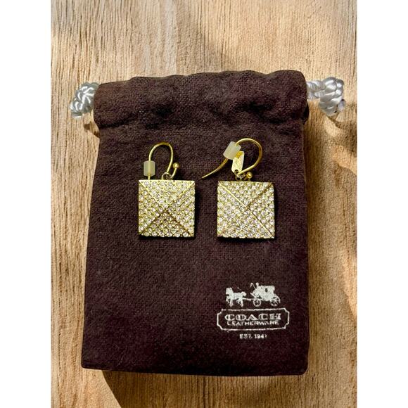 Y2K Coach 96916/96321 Gold & Crystal OP Art Necklace & Earring Set - Picture 8 of 9